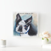 BOSTON TERRIER QUADRATISCHE WANDUHR (Zuhause)