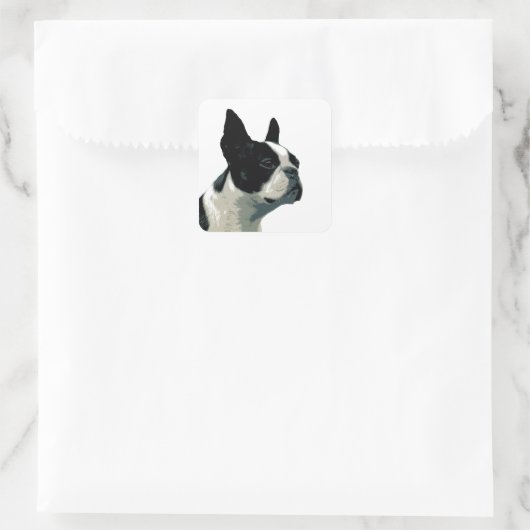 Boston Terrier Quadratischer Aufkleber (Tasche)