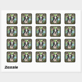 Boston Terrier Quadratischer Aufkleber (Blatt)