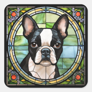 Boston Terrier Quadratischer Aufkleber