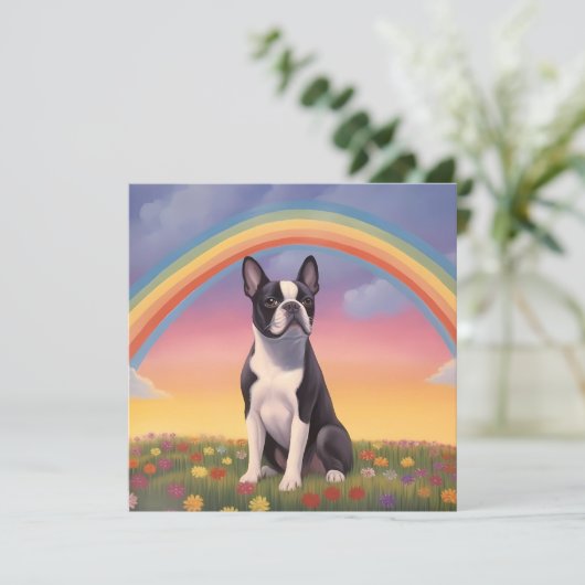 Boston Terrier Rainbow Bridge Individuelle Name Do (Stehend Vorderseite)