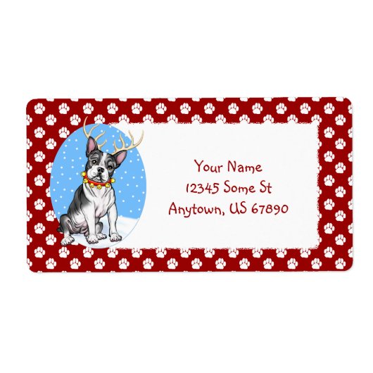 Boston Terrier Reindeer Labels (Vorne)