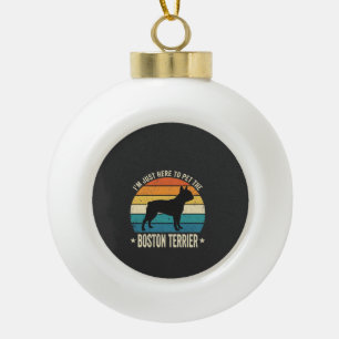 Boston Terrier Retro Hundeliebhaber Grafik_1 Keramik Kugel-Ornament