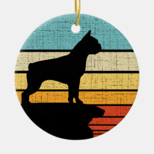Boston Terrier Retro Vintage 60er 70er Jahre Hund Keramik Ornament