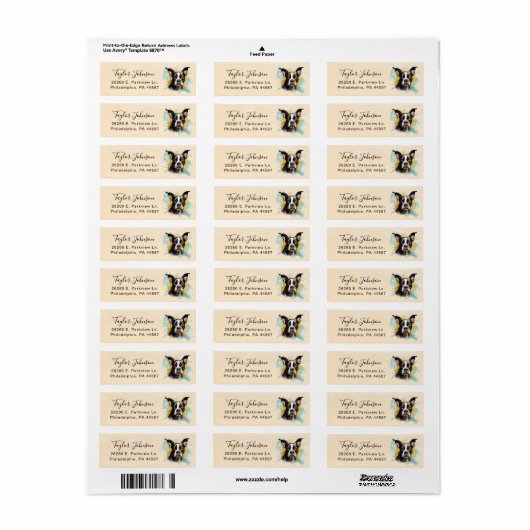 Boston Terrier Return Address Label (Vorne)