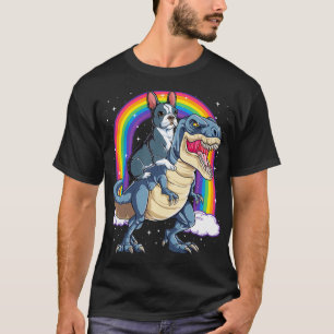 Boston Terrier Riding Dinosaur T re Gifts Men Wome T-Shirt