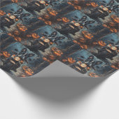 Boston Terrier Riding Motorrad Halloween Beängstig Geschenkpapier (Ecke)