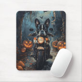 Boston Terrier Riding Motorrad Halloween Beängstig Mousepad (Mit Mouse)