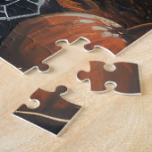 Boston Terrier Riding Motorrad Halloween Beängstig Puzzle (Seite)