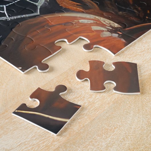 Boston Terrier Riding Motorrad Halloween Beängstig Puzzle (Seite)