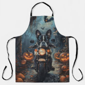Boston Terrier Riding Motorrad Halloween Beängstig Schürze (Vorderseite)