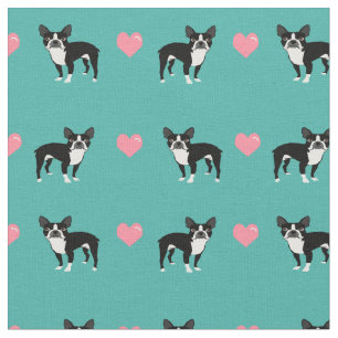 Boston Terrier Rosa Liebe Herz Stoff