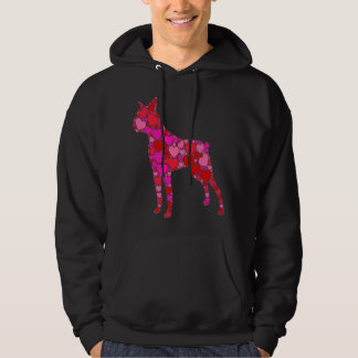 Boston Terrier Rosa Rotes Herz für Frauen Männer Hoodie