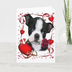 Boston-Terrier-Rose für Mutter Feiertagskarte