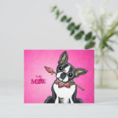 Boston Terrier Rose Liebe - Benutzerdefinierte Mel Postkarte (Stehend Vorderseite)