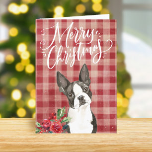 Boston Terrier Rotkariert Weihnachten
