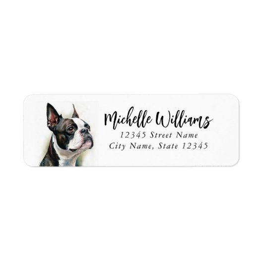 Boston Terrier Rücksendeadressen-Aufklebers (Vorne)