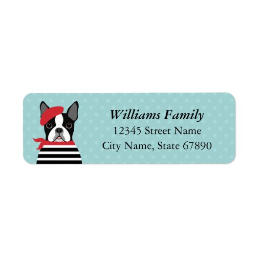 Boston Terrier Rücksendeadressen-Aufklebers (Vorne)