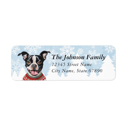 Boston Terrier Rücksendeadressen-Aufklebers (Vorne)