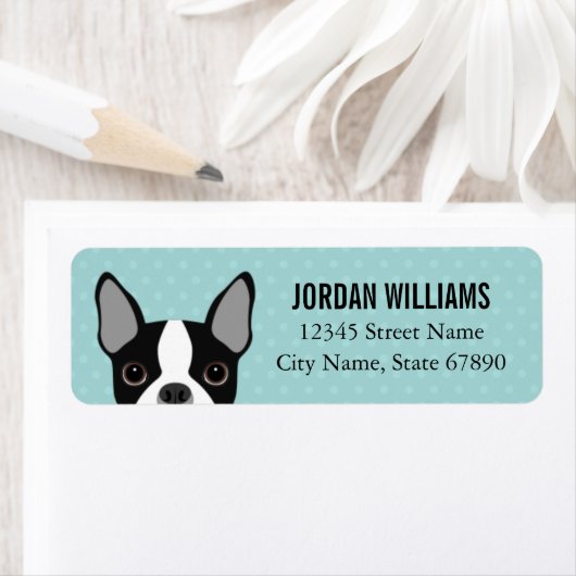 Boston Terrier Rücksendeadressen-Aufklebers (Insitu)