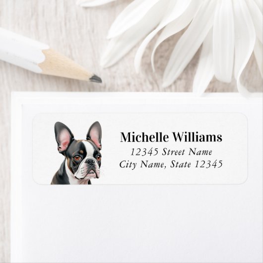 Boston Terrier Rücksendeadressen-Aufklebers (Insitu)