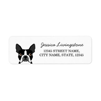Boston Terrier Rücksendeadressen-Aufklebers - nied