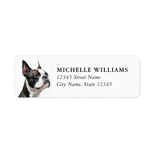 Boston Terrier Rücksendeadressetiketten (Vorne)