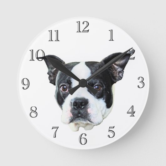Boston Terrier Runde Wanduhr (Vorderseite)