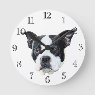 Boston-Terrier Runde Wanduhr
