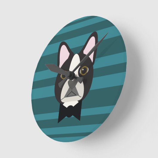 Boston Terrier Runde Wanduhr (Winkel)