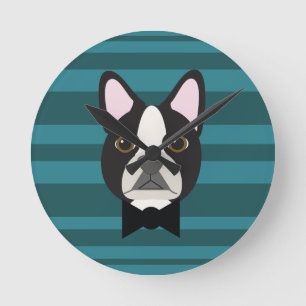 Boston Terrier Runde Wanduhr