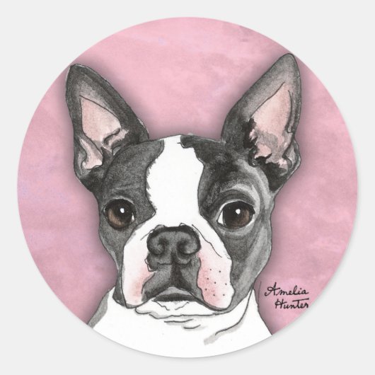 Boston Terrier Runder Aufkleber (Vorderseite)