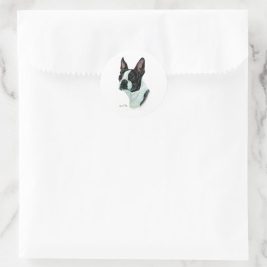 Boston Terrier Runder Aufkleber (Tasche)