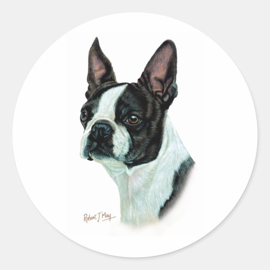 Boston Terrier Runder Aufkleber (Vorderseite)