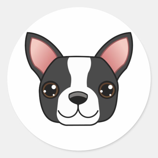 Boston Terrier Runder Aufkleber (Vorderseite)