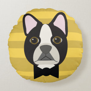 Boston Terrier Rundes Kissen