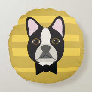 Boston Terrier Rundes Kissen