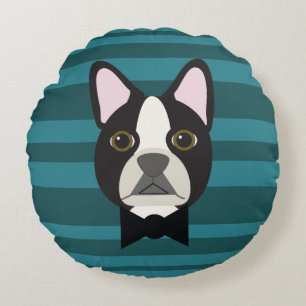 Boston Terrier Rundes Kissen