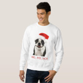 Boston Terrier Sankt HO, HO, HO Sweatshirt (Vorne ganz)