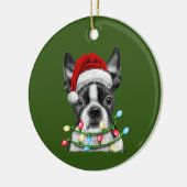 Boston Terrier Santa Christmas Tree Lights Xmas Keramik Ornament (Links)