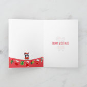 Boston Terrier Santa in a Wreath Holiday Card Dankeskarte (Innenseite)