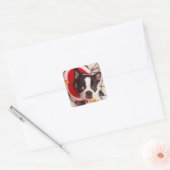 Boston Terrier Santa in Twinkling Lights Stickers (Umschlag)
