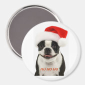 Boston Terrier Santa Magnet (Vorderseite/Rückseite)