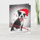 Boston Terrier Santa Paws Karten (Vorderseite)