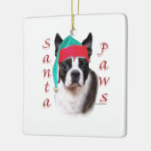 Boston Terrier Santa Paws Keramikornament (Links)