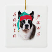 Boston Terrier Santa Paws Keramikornament (Rückseite)