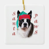 Boston Terrier Santa Paws Keramikornament (Vorderseite)