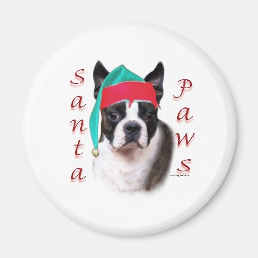 Boston Terrier Santa Paws Magnet (Vorne)