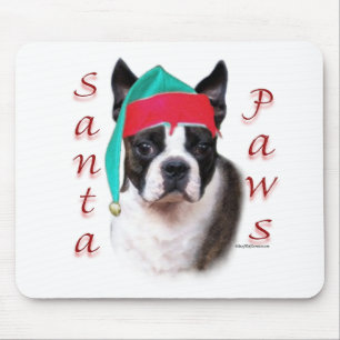 Boston Terrier Santa Paws Mousepad