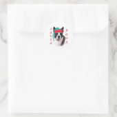 Boston Terrier Santa Paws Runder Aufkleber (Tasche)